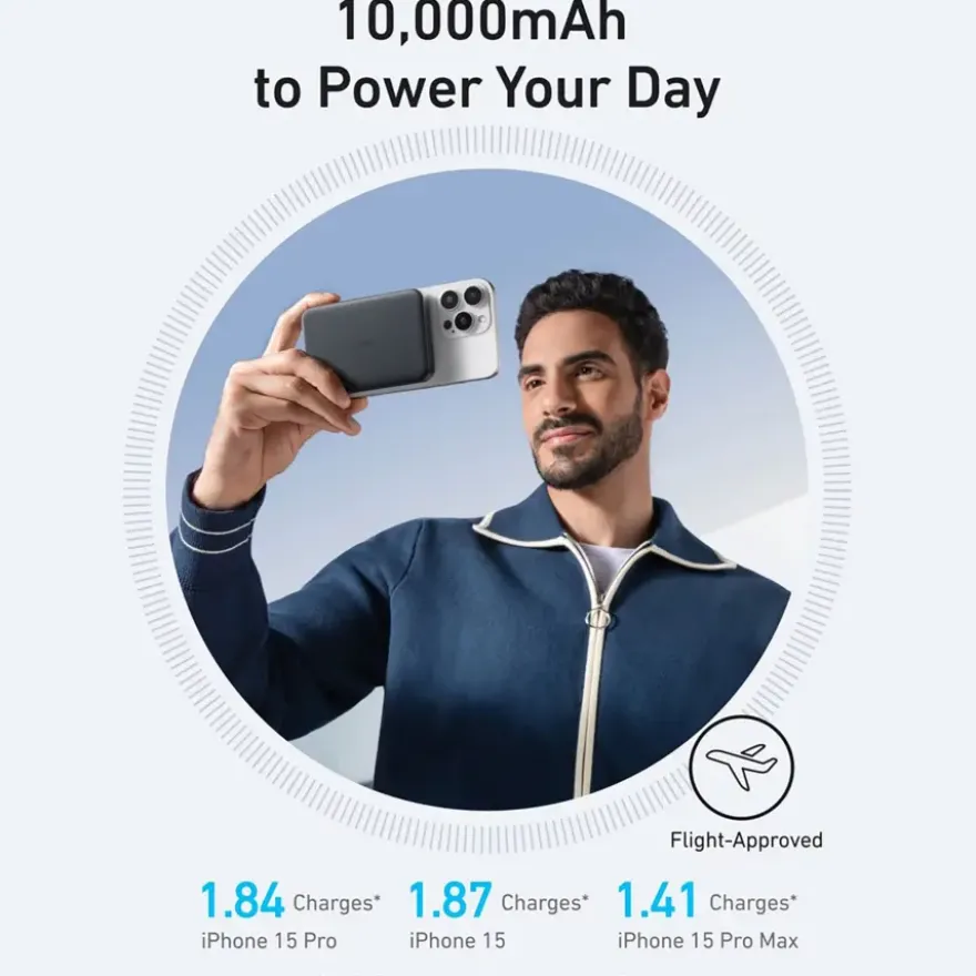 Anker MagGo Slim powerbank snelladen 10.000 mAh zwart