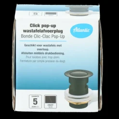 Atlantic Click pop-up wastafelafvoerplug Zwart
