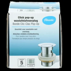 Atlantic Click pop-up wastafelafvoerplug Chroom