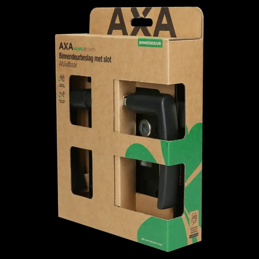 AXA binnendeurbeslag edge blokkruk sl55 met slot zwart