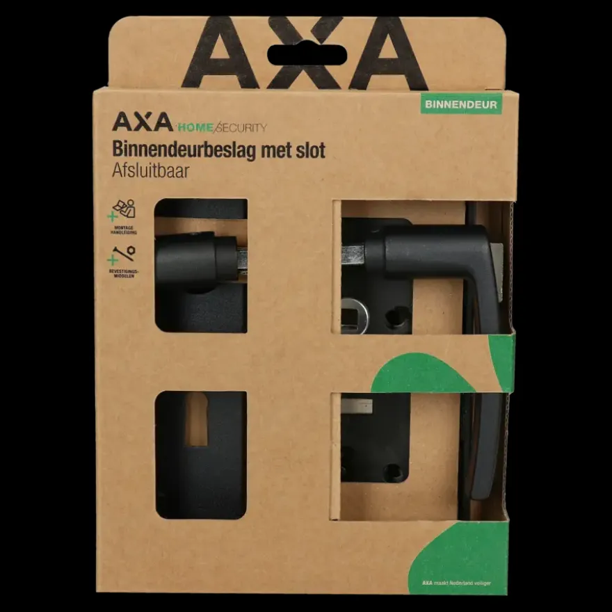 AXA binnendeurbeslag edge blokkruk sl55 met slot zwart