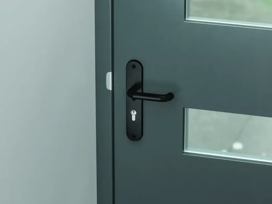 AXA veiligheidsbeslag Oval voordeur zwart langschild met SKG 3-sterren 55 mm