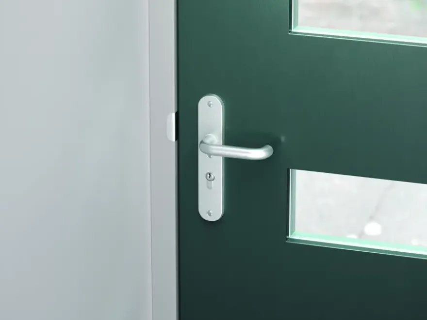 AXA veiligheidsbeslag Oval voordeur aluminium langschild met SKG 3-sterren 92 mm
