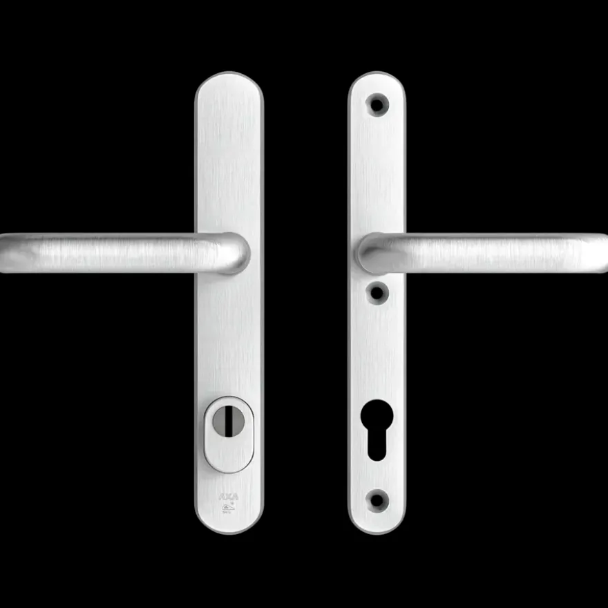 AXA veiligheidsbeslag Oval achterdeur aluminium smal schild met SKG 3-sterren 92 mm