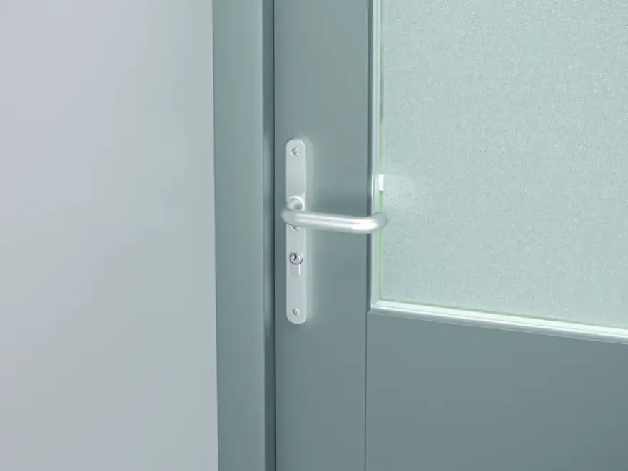 AXA veiligheidsbeslag Oval achterdeur aluminium smal schild met SKG 3-sterren 92 mm