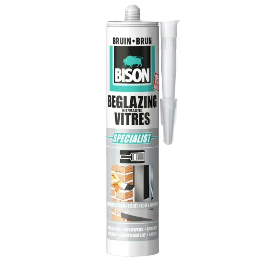 Bison beglazingskit bruin koker 290 ml