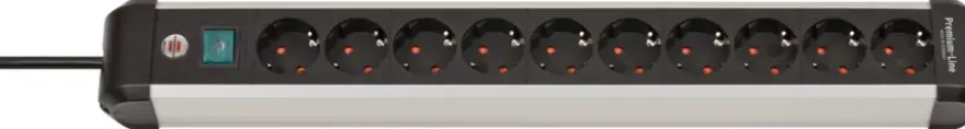 Brennenstuhl Premium-Alu-Line stekkerdoos 10-voudig met schakelaar aluminium 3 Meter