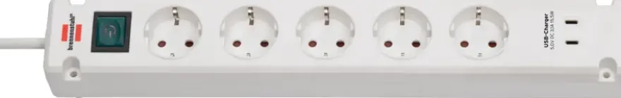 Brennenstuhl Stekkerdoos 5-voudig + 2 USB-C 3 Meter Wit