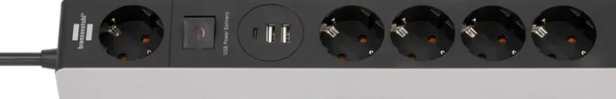 Brennenstuhl stekkerdoos 5-voudig met 2 USB-A en 1 USB-C poort