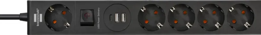 Brennenstuhl stekkerdoos 5-voudig met 2 USB-A en 1 USB-C poort