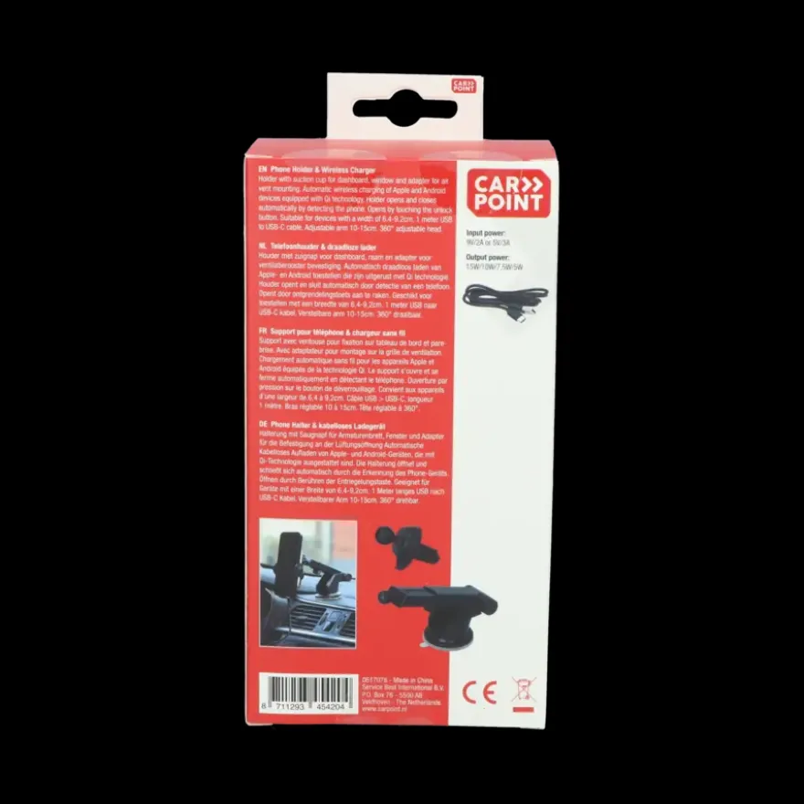 Carpoint 3in1 telefoonhouder auto & Draadloze Qi Lader