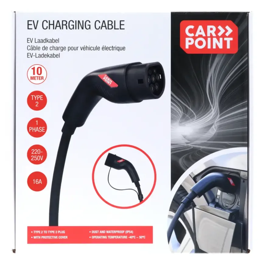 Carpoint laadkabel elektrische auto type 2 - 2 16a 1ph 10 meter