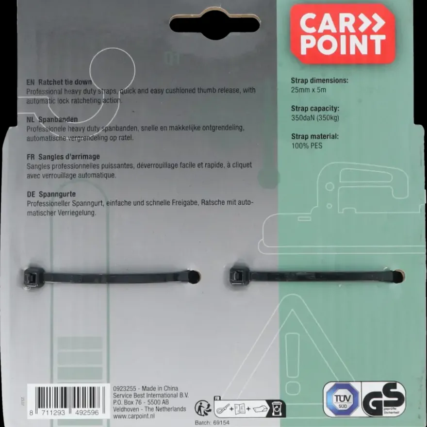Carpoint Spanbandenset luxe met ratel 2 x 5 meter