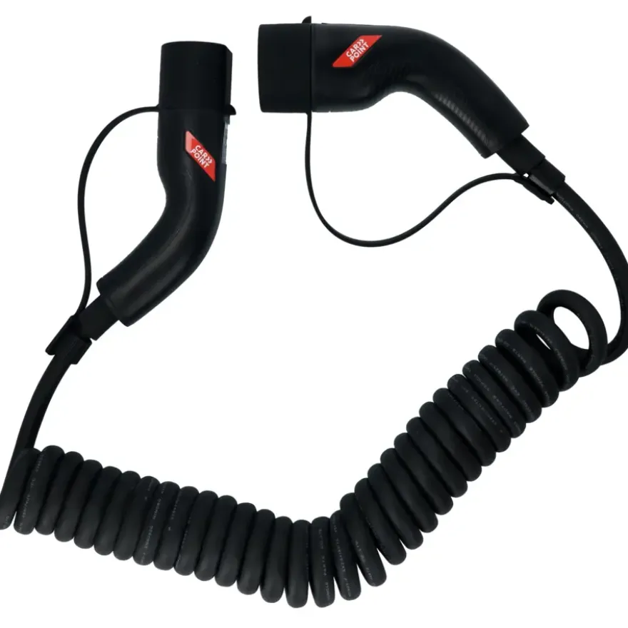 Carpoint spiraal laadkabel elektrische auto type 2 - 2 32a 1ph 6 meter