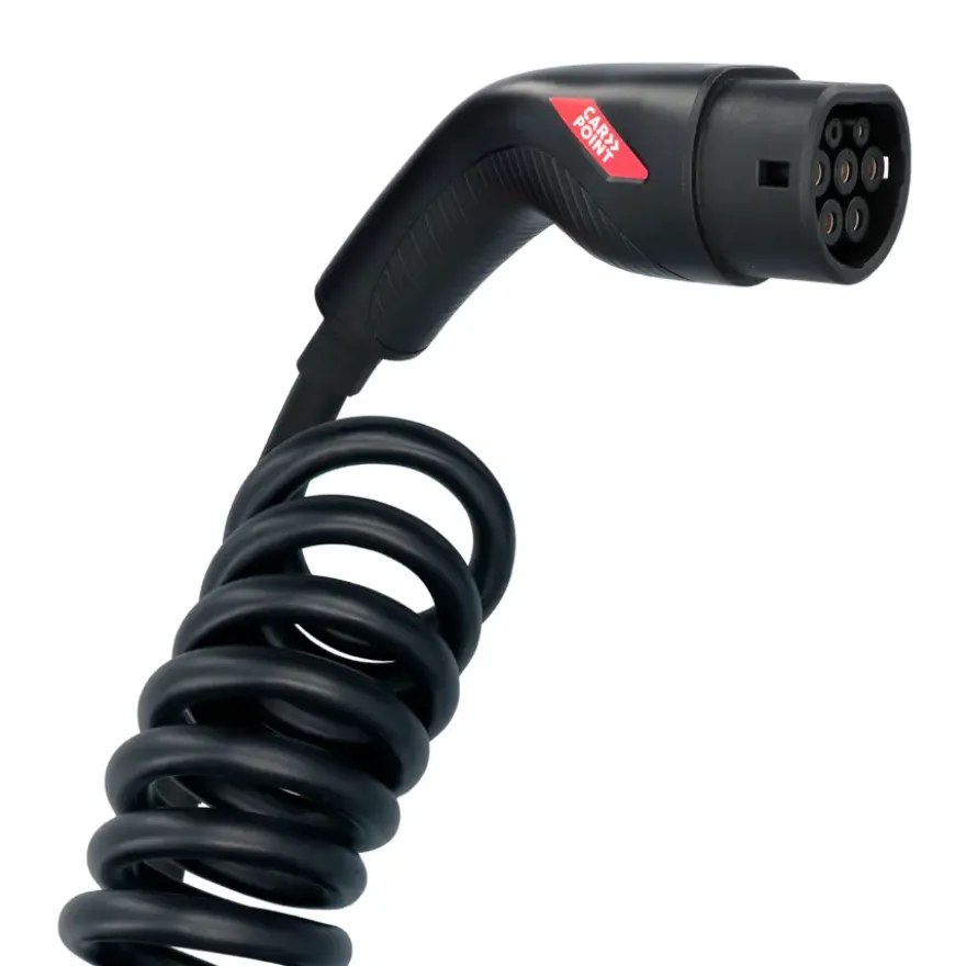 Carpoint spiraal laadkabel elektrische auto type 2 - 2 16a 1ph 6 m