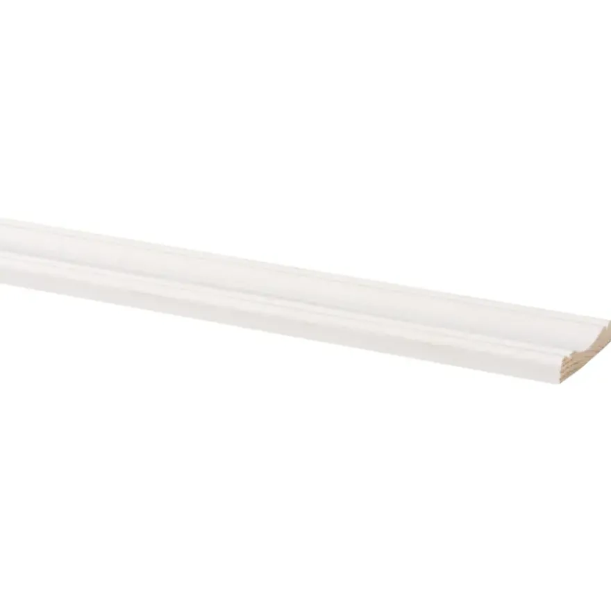 Decorlijst grenen 8x45 mm wit gegrond lengte 270 cm