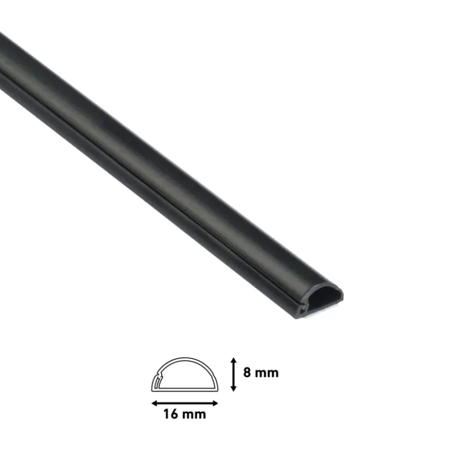 D-line kabelgoot halfrond zwart 16/8 mm 2 meter
