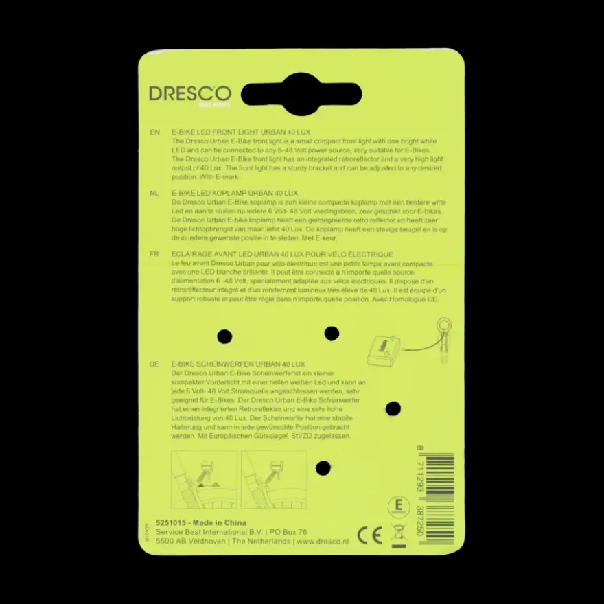 Dresco Urban E-Bike koplamp 40LUX