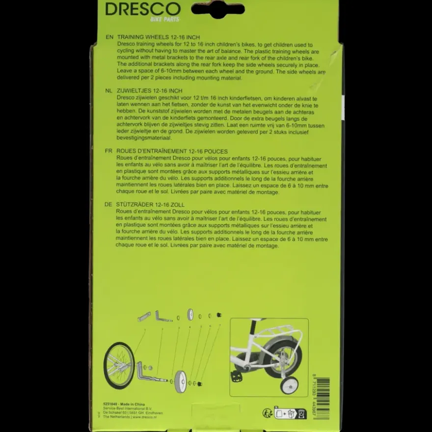 Dresco zijwieltjes 12-16''