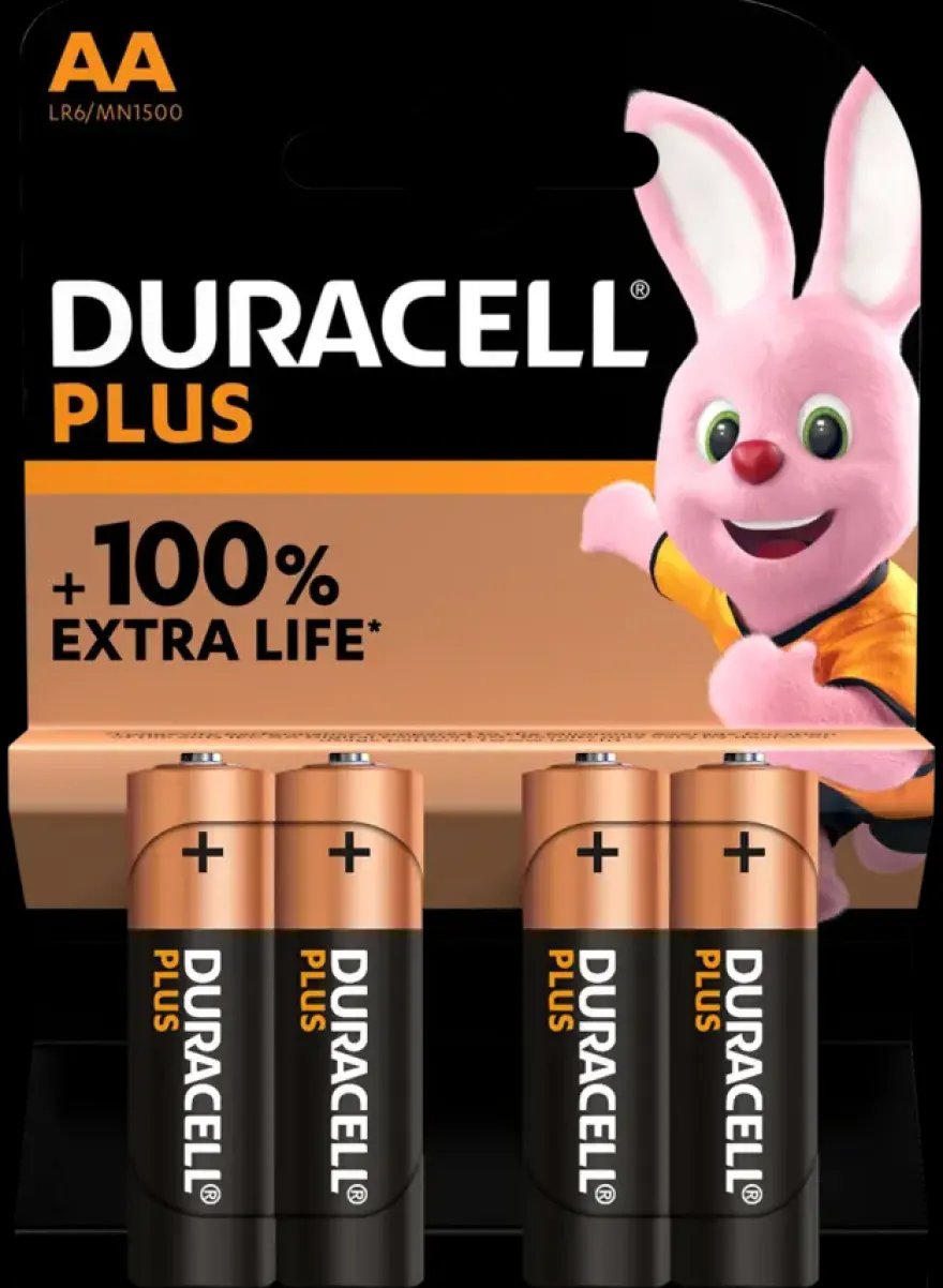 Duracell Batterij AA Alkaline Plus 4 stuks