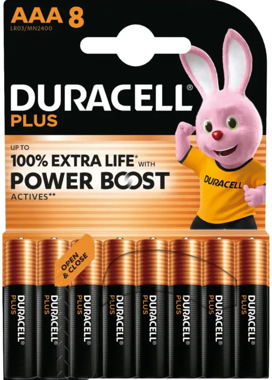 Duracell Batterij AAA Alkaline Plus Power Boost 8 stuks