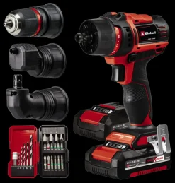 Einhell 18V accuboormachine TE-CD 18/45 Li Kit incl. 2 accu's 2Ah + snellader + 22-delige boren- en bitset + koffer
