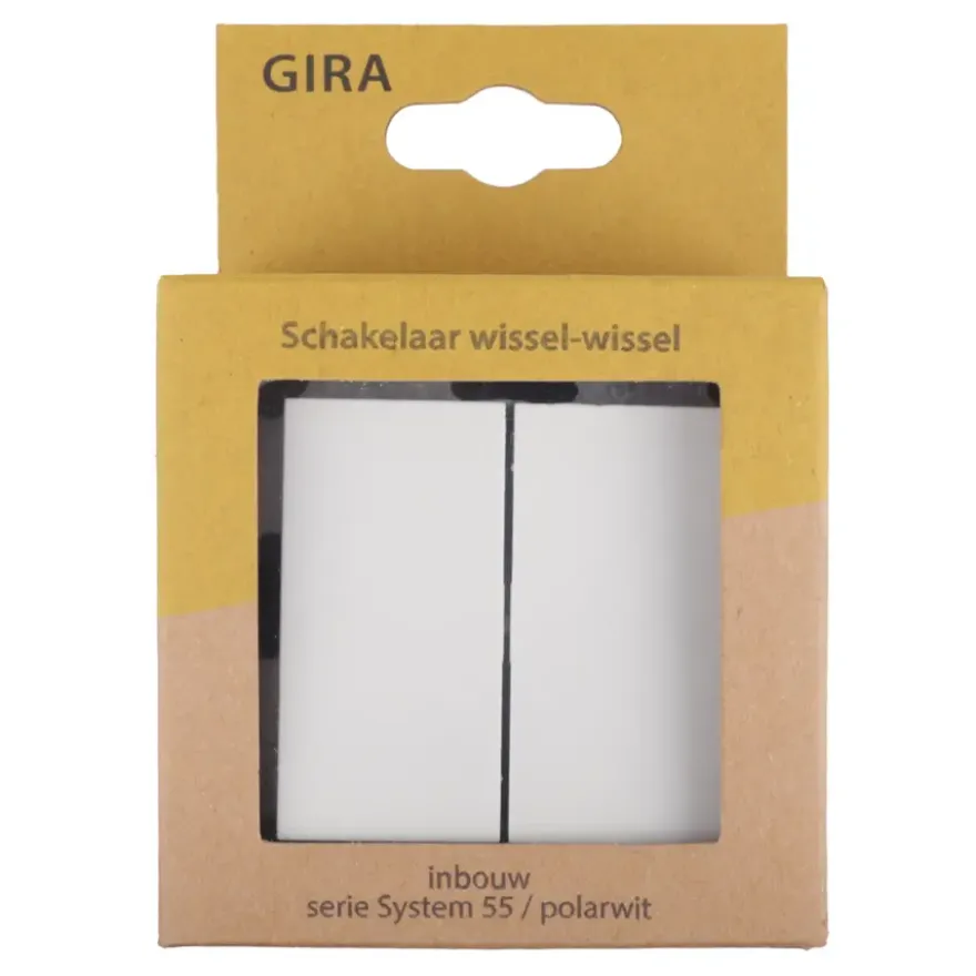 Gira ST55 inbouw wissel-/wisselschakelaar wit