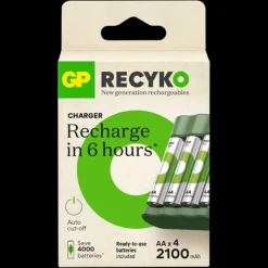 GP Batterijlader 411 + 4x oplaadbare batterijen AAA 850mAh ReCyko + Micro USB-lader