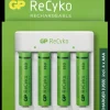 GP Batterijlader 411 + 4x oplaadbare batterijen AAA 850mAh ReCyko + Micro USB-lader