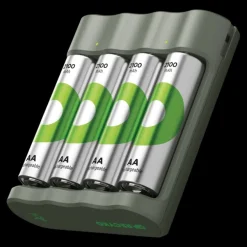 GP Batterijlader + 4x oplaadbare batterijen AA 2100mAh ReCyko + Micro USB-lader