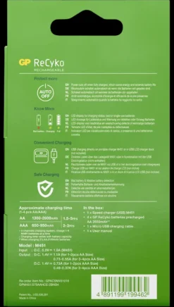 GP ReCyko+ USB Rapid Batterijlader incl. 4 AA Batterijen
