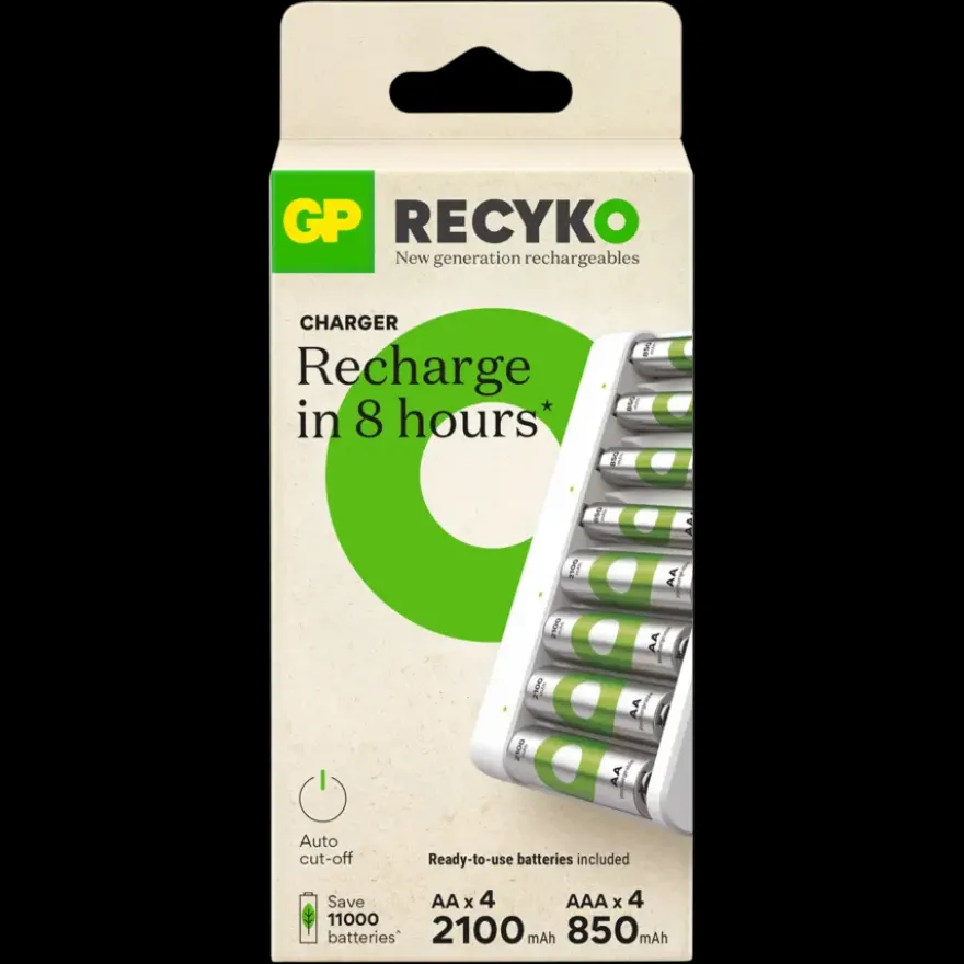 GP USB Batterijlader AA + AAA inc. Micro USB snoer en 4x AA + 4x AAA Batterijen