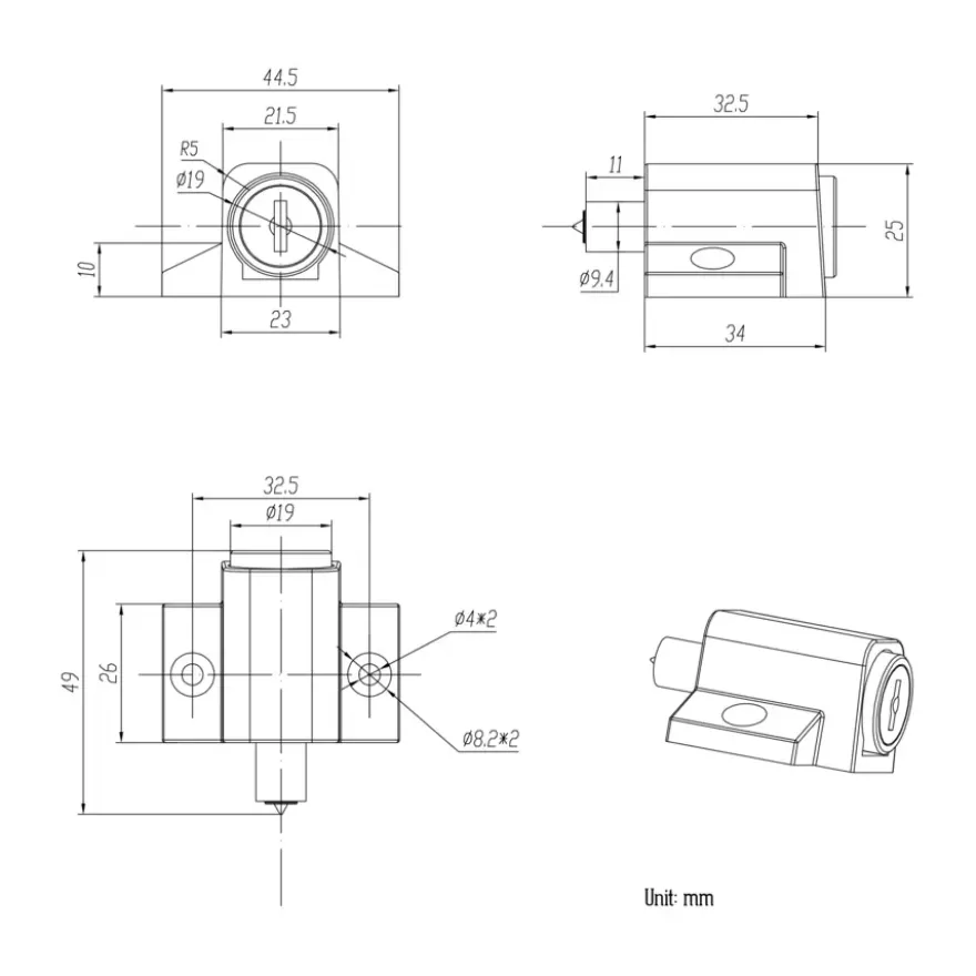 Handson drukcilinder oplegslot wit