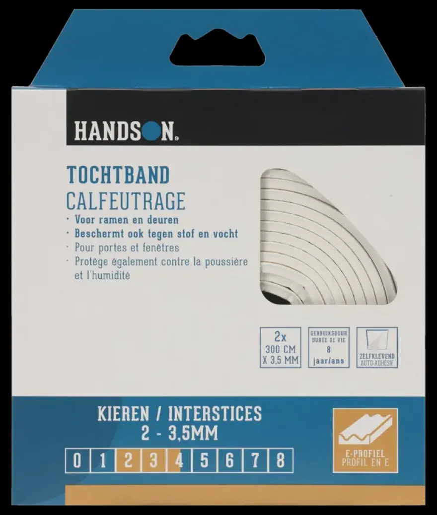 Handson tochtband E-profiel EPDM rubber wit 3 meter 2 stuks