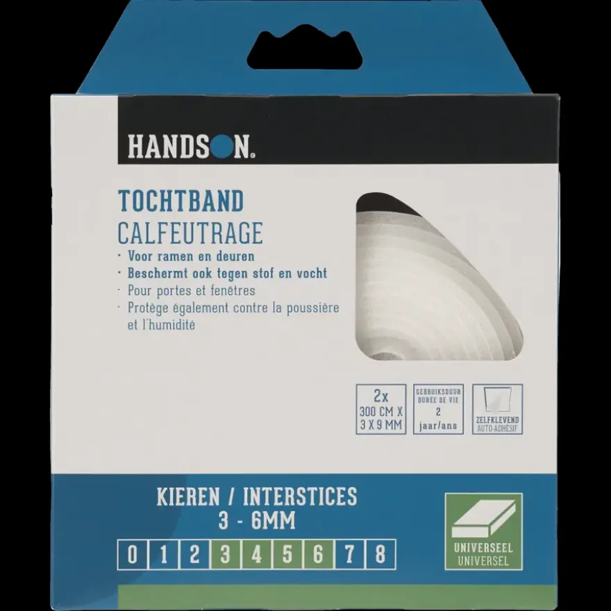 Handson tochtband PU-schuim 3x9 mm 3 meter wit 2 stuks