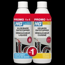 HG Vloeibare ontstopper 500 ml + Gratis HG Keukenontstopper 500 ml