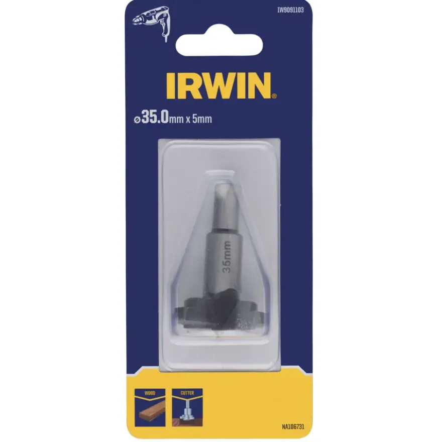 Irwin komscharnierfrees voor frezen in hout Ø35 mm.