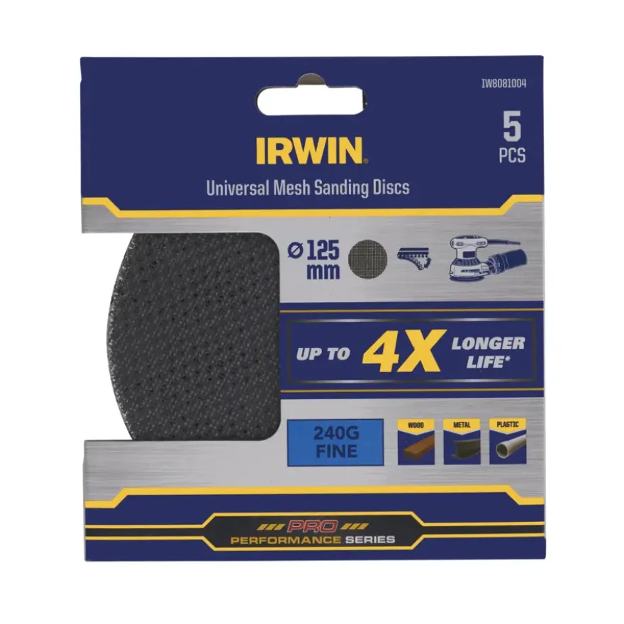 Irwin schuurgaas rond Ø125 mm zelfhechtend K240, 5 stuks