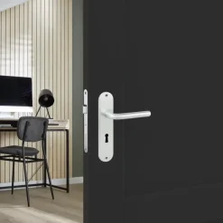 Karwei deurkruk set Abel ovaal schild sleutelgat 56 mm aluminium