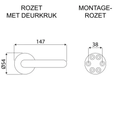 Karwei deurkruk set Adam rond rozet RVS