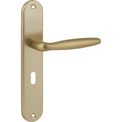 Karwei deurkruk set Eros ovaal schild sleutelgat 56 mm messing mat aluminium