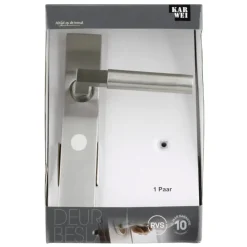 Karwei deurkruk set Fulham recht schild vrij-bezet sluiting 63/8 mm RVS