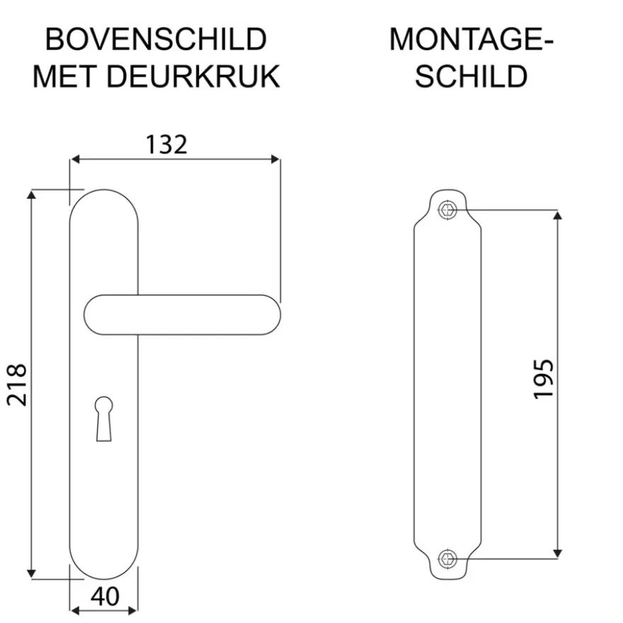 Karwei deurkruk set Gino ovaal schild sleutelgat 56 mm RVS look aluminium