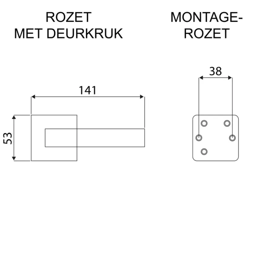 Karwei deurkruk set Greece vierkant rozet ANOX aluminium mat