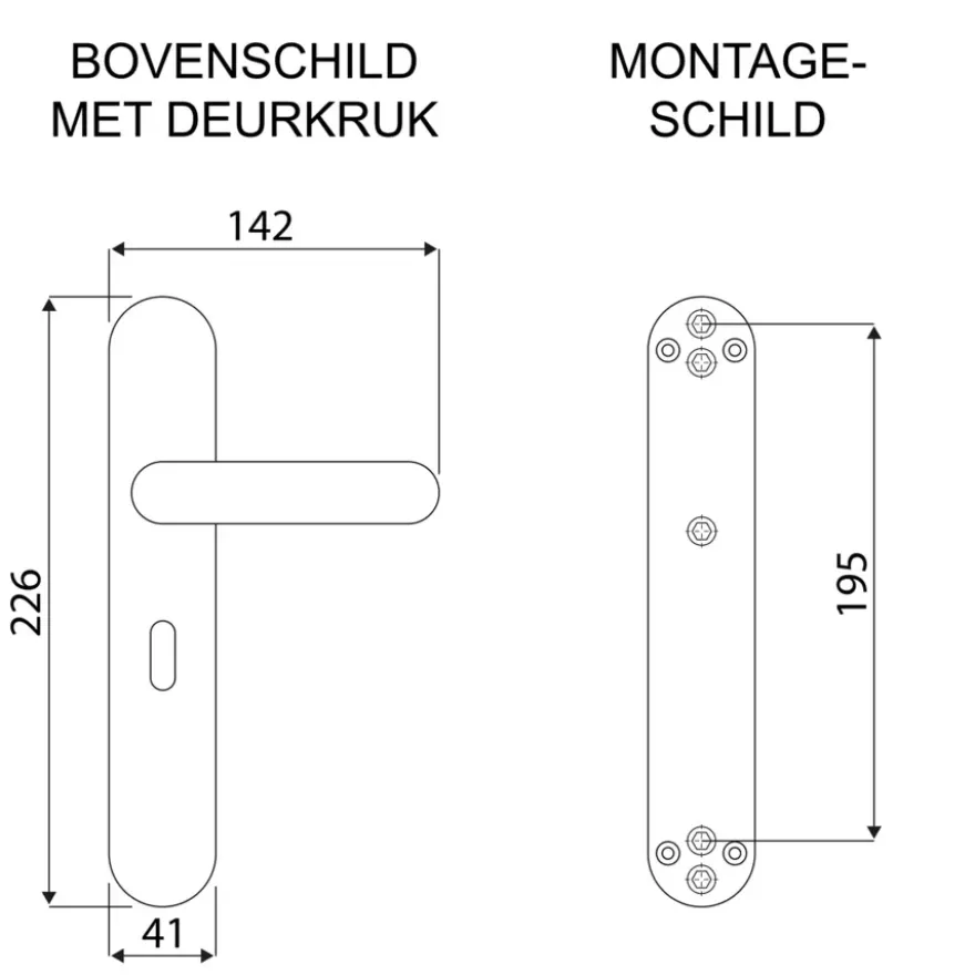 Karwei deurkruk set Henry ovaal schild sleutelgat 56 mm RVS