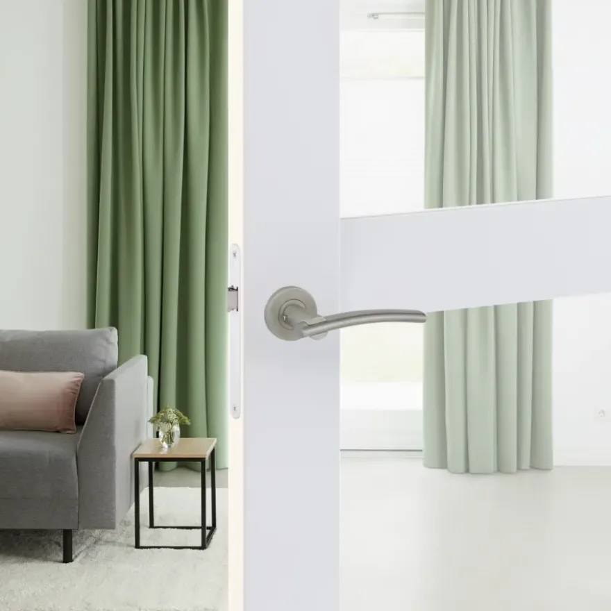 Karwei deurkruk set John rond rozet RVS