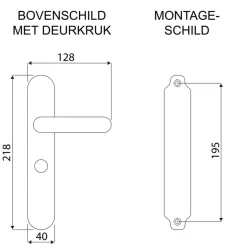 Karwei deurkruk set Rocco ovaal schild vrij-bezet sluiting 63/8 mm messing mat