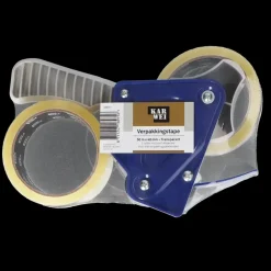 KARWEI verpakkingstape transparant 48 mm x 50 m (2 rollen) met dispenser