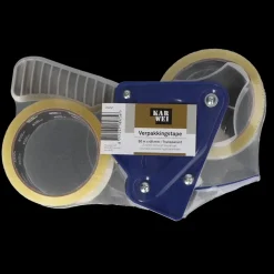 KARWEI verpakkingstape transparant 48 mm x 50 m (2 rollen) met dispenser