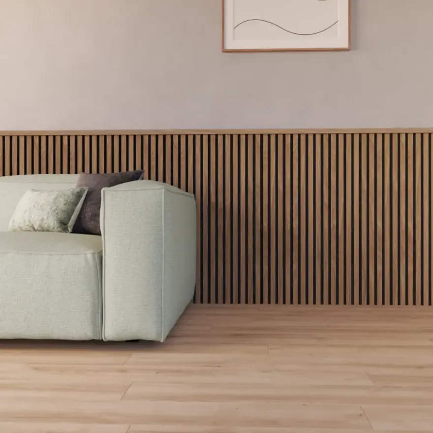 Kleurstaal lattenwand Decowall Acoustic brons eiken 25x30cm